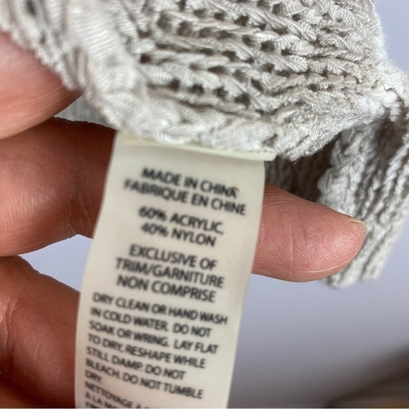 ANTHROPOLOGIE Left on Houston Cream Crochet Open Cardigan Small - Picture 7 of 9